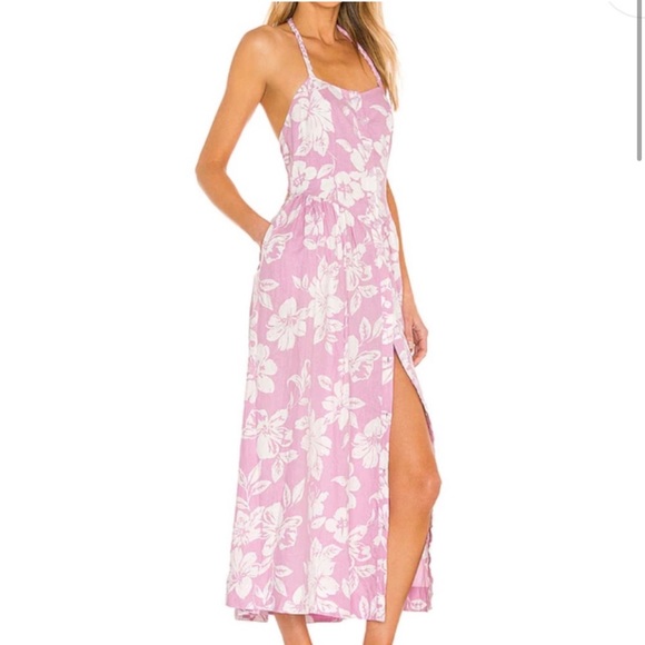 Free People Perfect pink floral halter open back Sundress NWOT - Picture 2 of 3